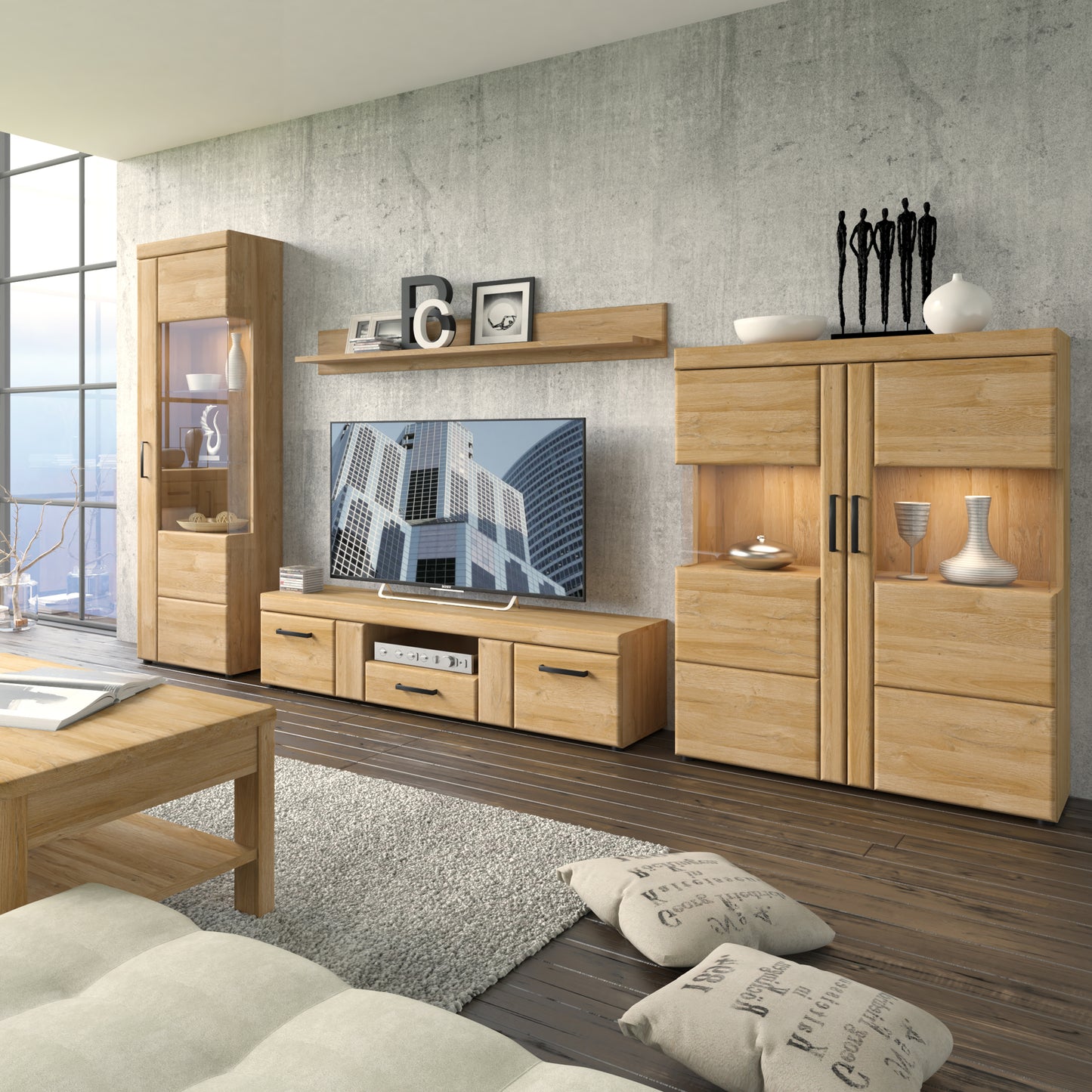Cortina 2 Drawer TV Cabinet in Grandson Oak