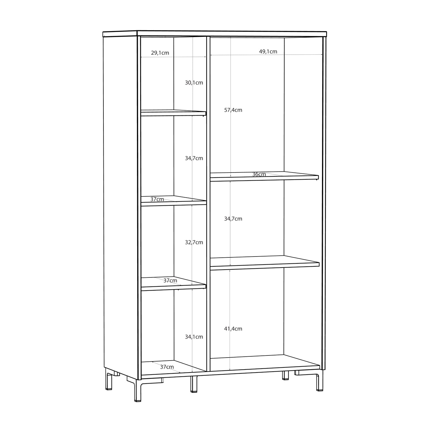 Bixbite Display Cabinet with Fluted Detail, Doors & Open Shelving in Mauvella Oak and Sand