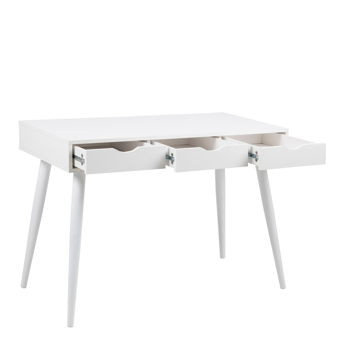 Neptun 3 Drawer Office Desk in White with Black Legs