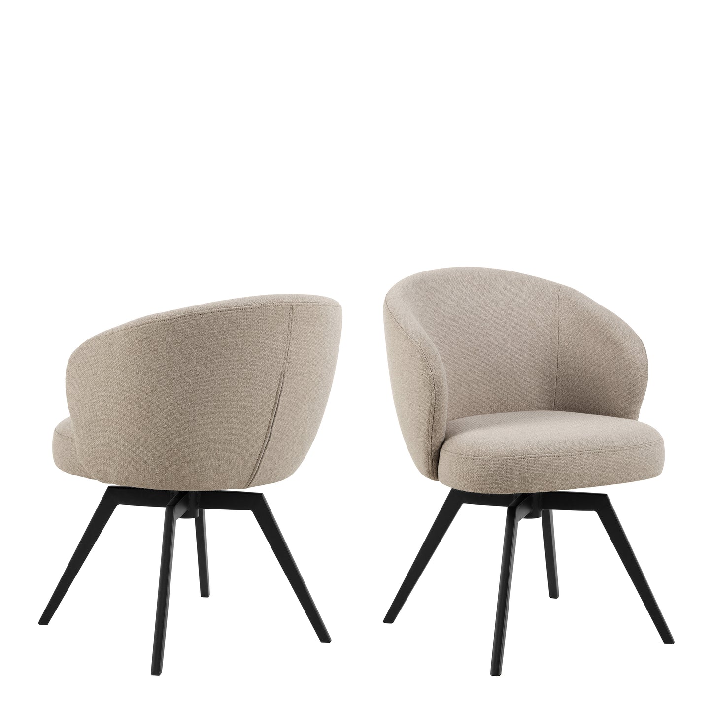 Soli Round Table in Oak/Black 120x75cm includes 4 Darlene Dining Chairs includes Armrest and Swivel Function in Beige