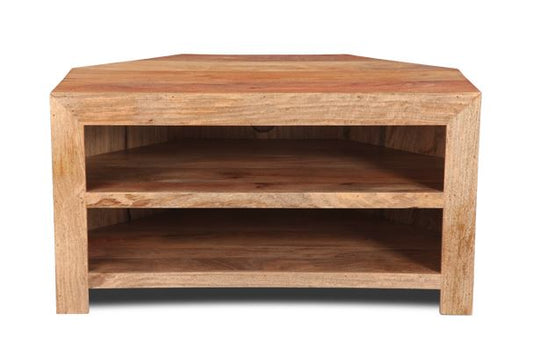 Light Mango Wood 100cm Corner TV Stand