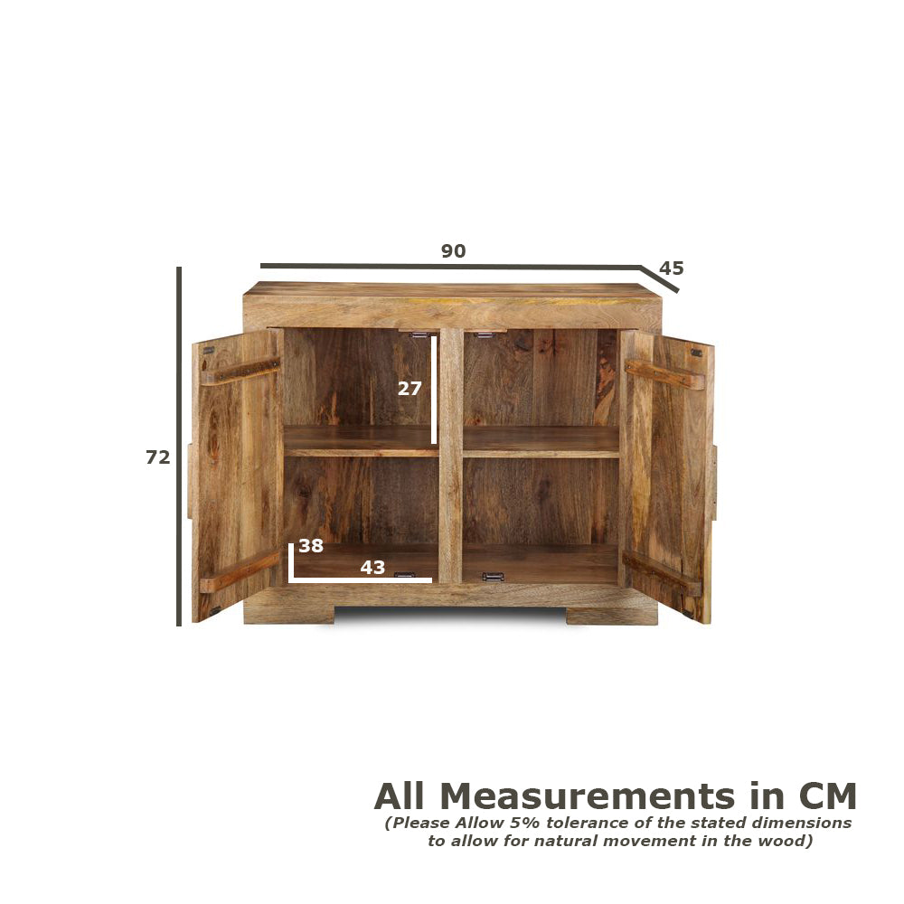 Light Mango Wood 90cm Sideboard