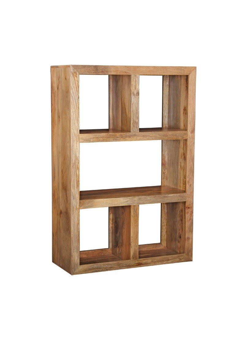 Light Dakota Mango wood 98cm open Bookcase with Rattan Baskets