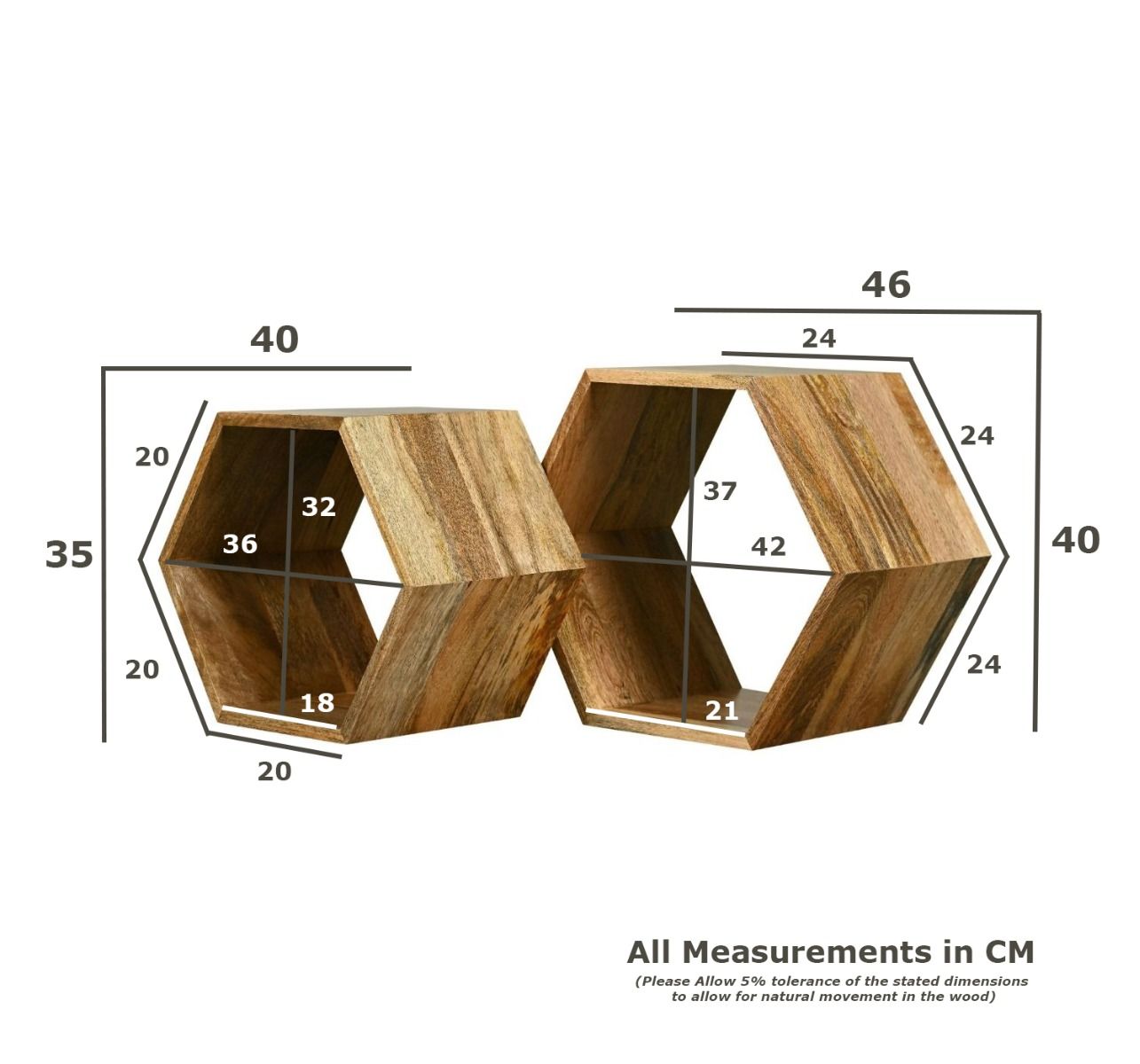 GEO Light Hexagon Nest of Tables
