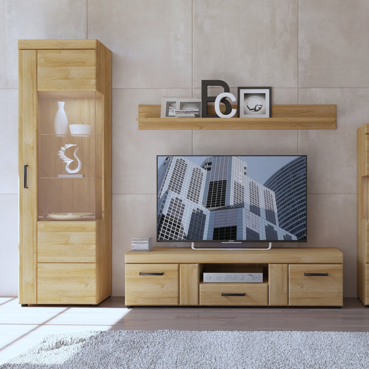 Cortina Wall Shelf 156cm in Grandson Oak