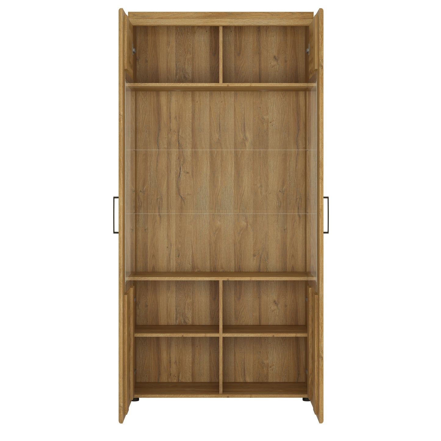 Cortina Tall Wide 2 Door glazed Display Cabinet in Grandson Oak