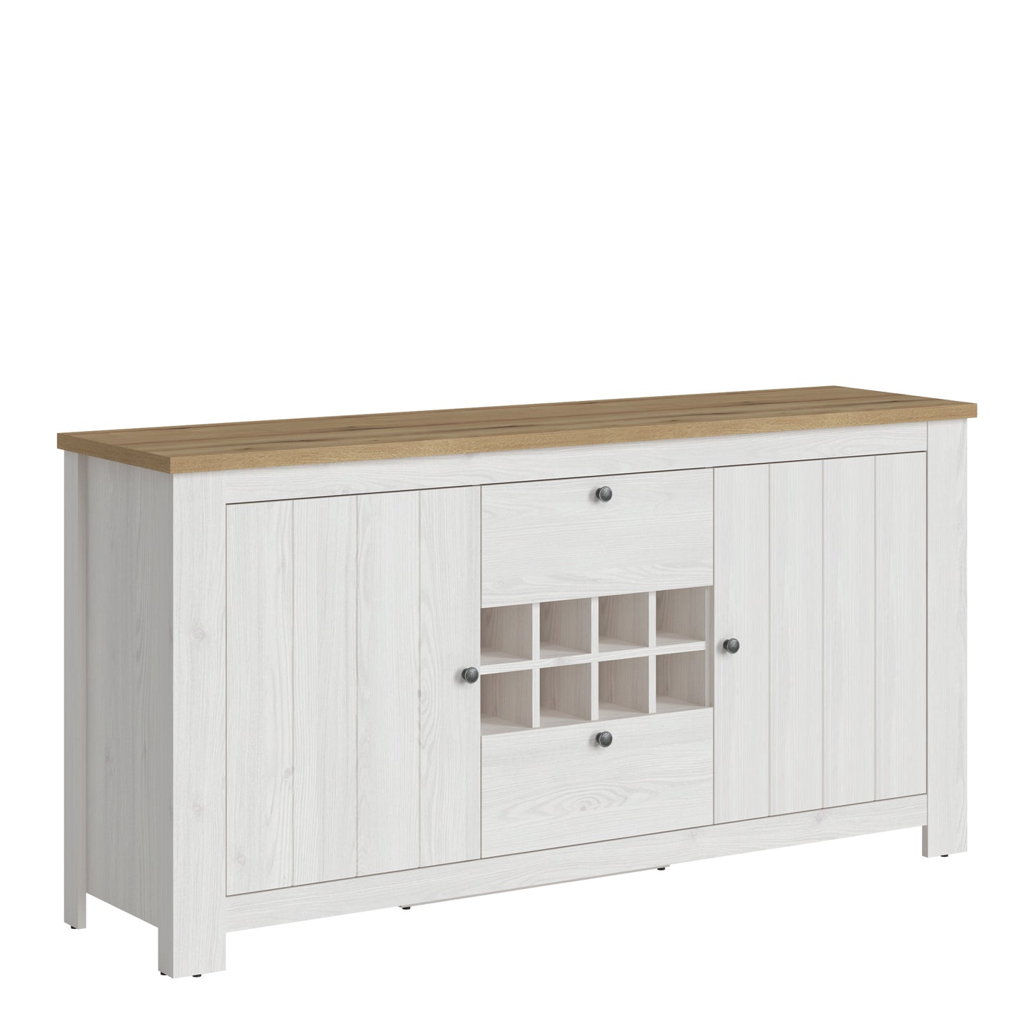 Celesto 2 Door 4 Shelves Cabinet in White and Oak