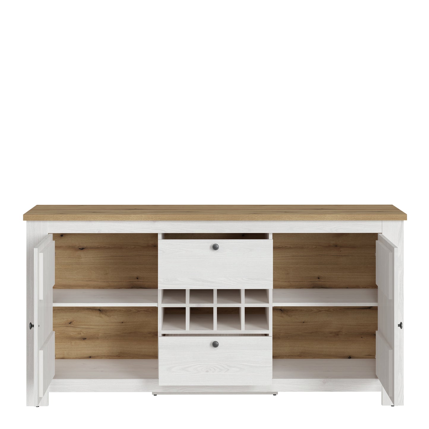 Celesto 2 Door 4 Shelves Cabinet in White and Oak