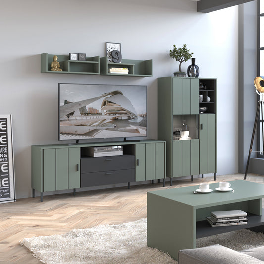 Arundel Tv Cabinet  2 Door 2 Drawer 173cm wide 65cm High in Green/Grey