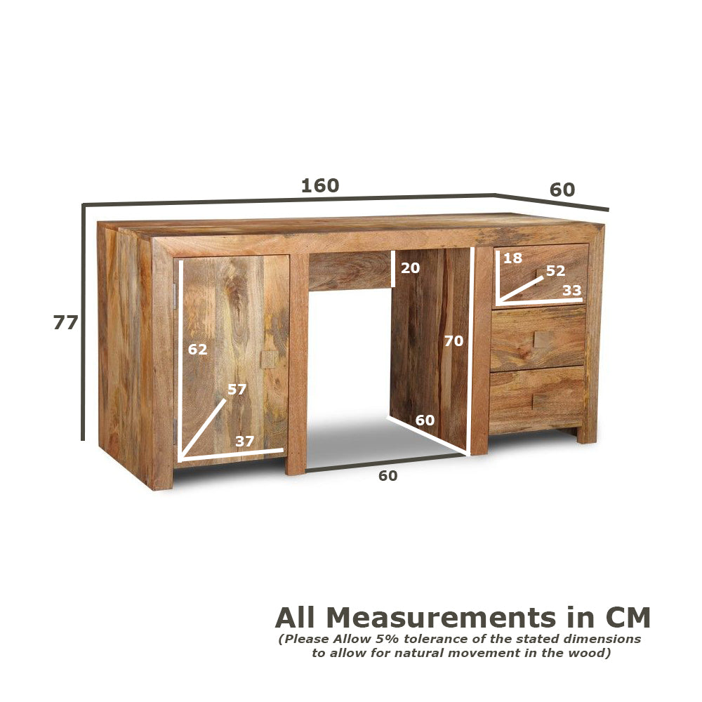 Light Dakota Mango Wood 160cm office desk