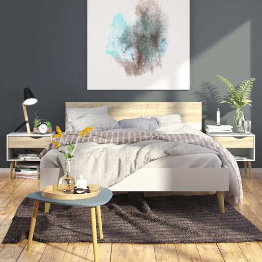 Oslo 3 Piece Bedroom Set, Double Bed White & Oak
