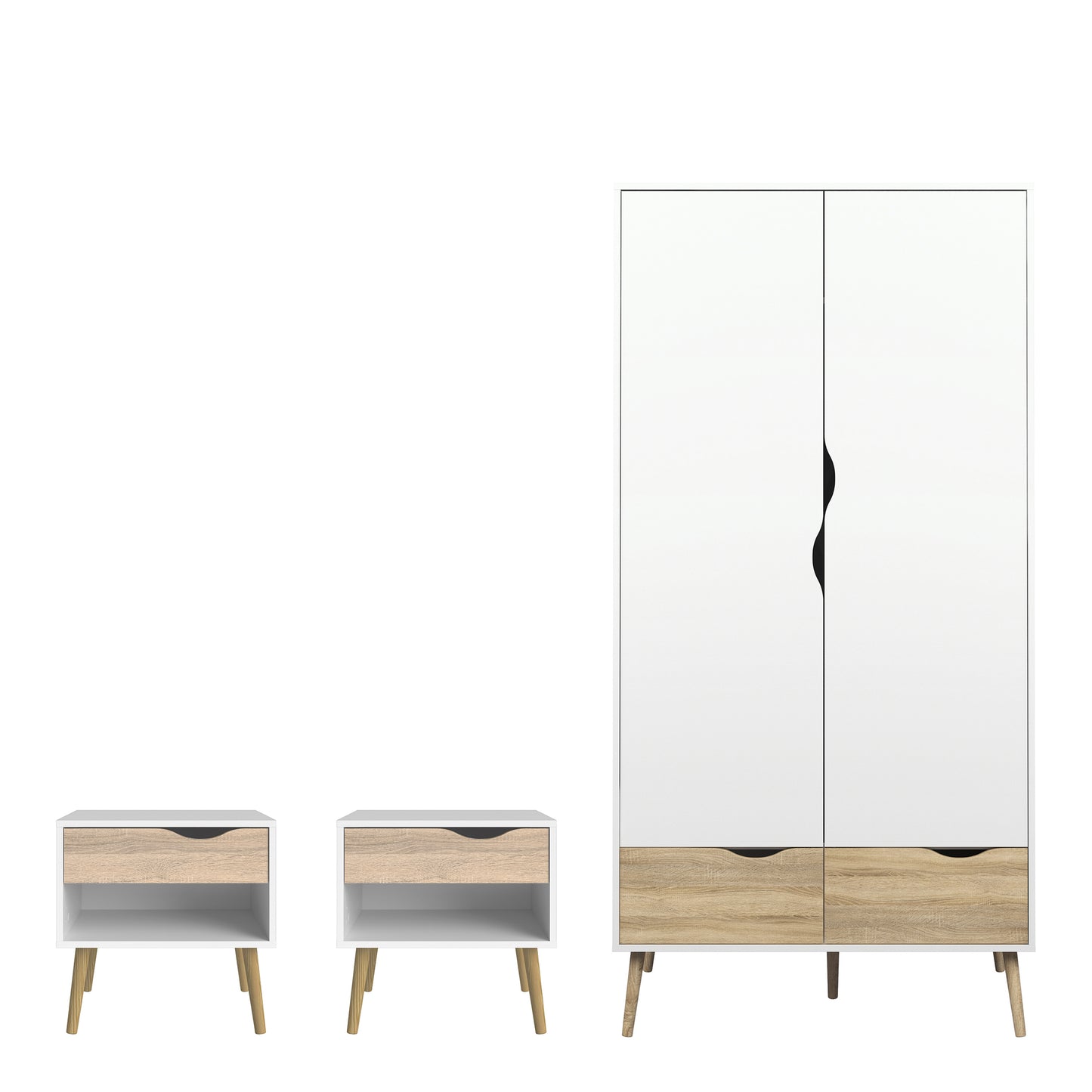 Oslo 4 Piece Bedroom Set White & Oak