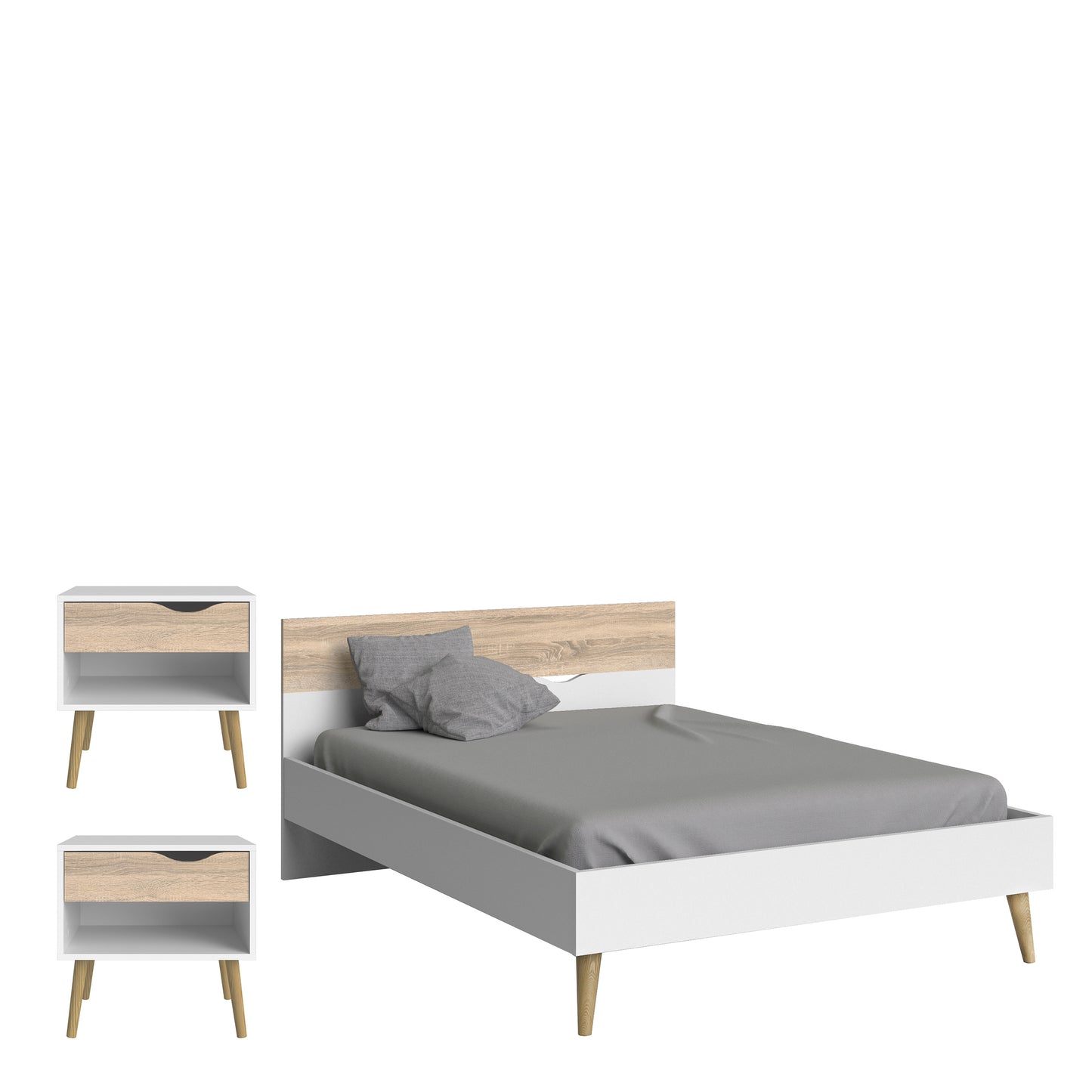 Oslo 3 Piece Bedroom Set, Double Bed White & Oak