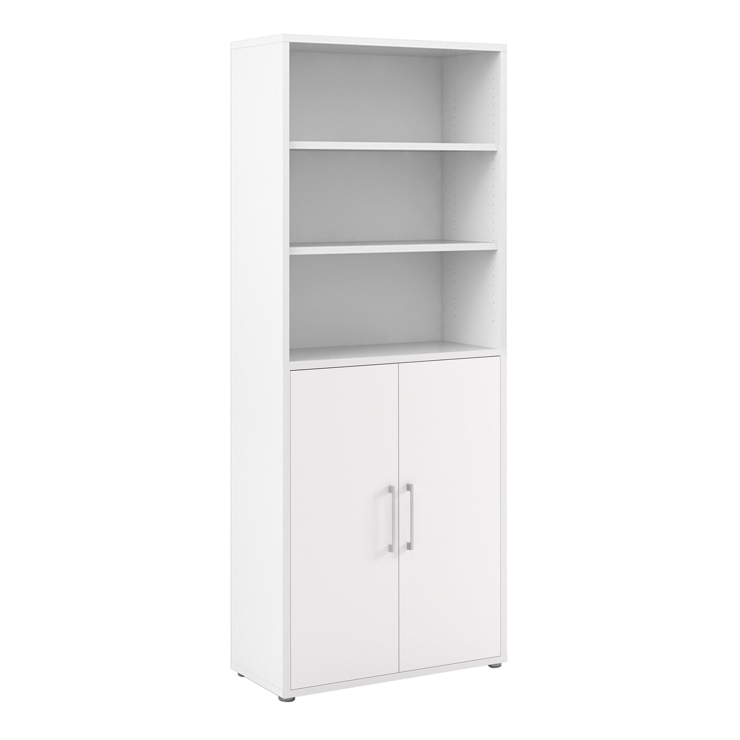 Prima Bookcase 4 Shelves with 2 Drawers 2 Doors In White