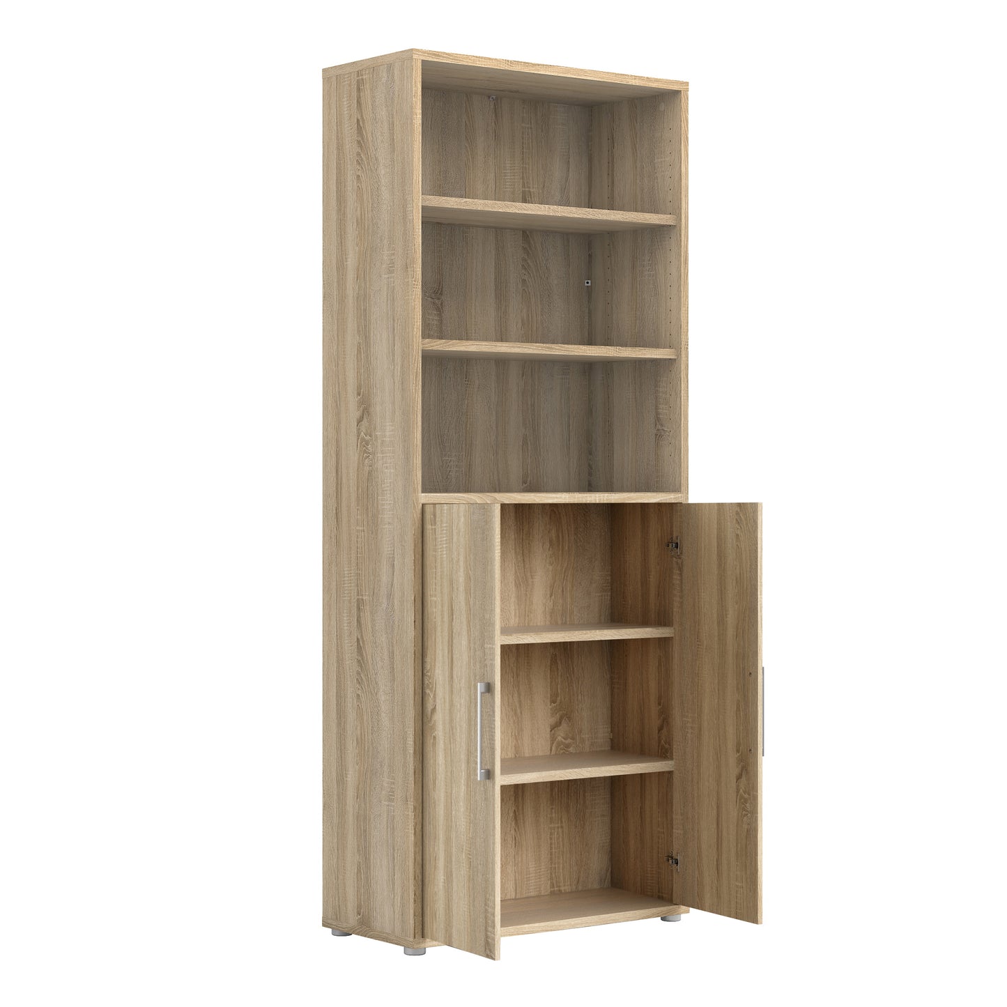 Prima Bookcase 2 Shelves with 2 Drawers 2 File Drawers in Oak