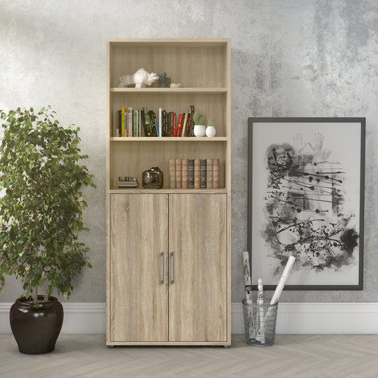 Prima Bookcase 2 Shelves with 2 Drawers 2 File Drawers in Oak