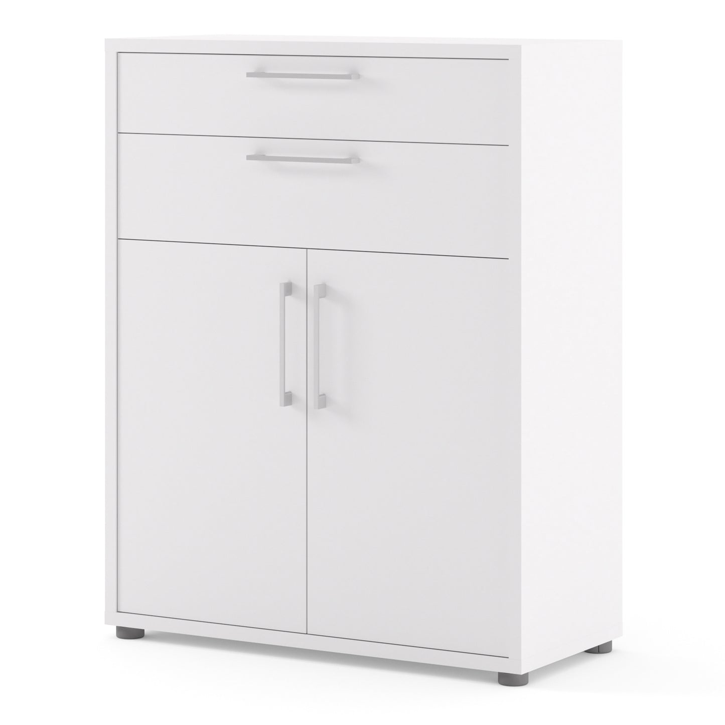 Prima Bookcase 3 Shelves with 2 Drawers 2 Doors In White