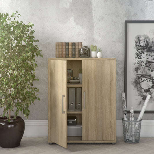 Prima Bookcase with 2 Shelves and 2 Doors in Oak
