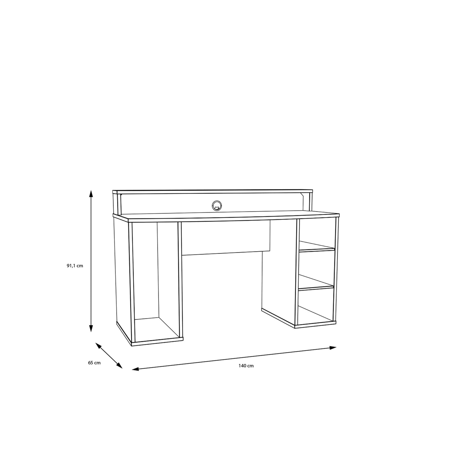 Tezaur Gaming Desk in Black with LED Lighting