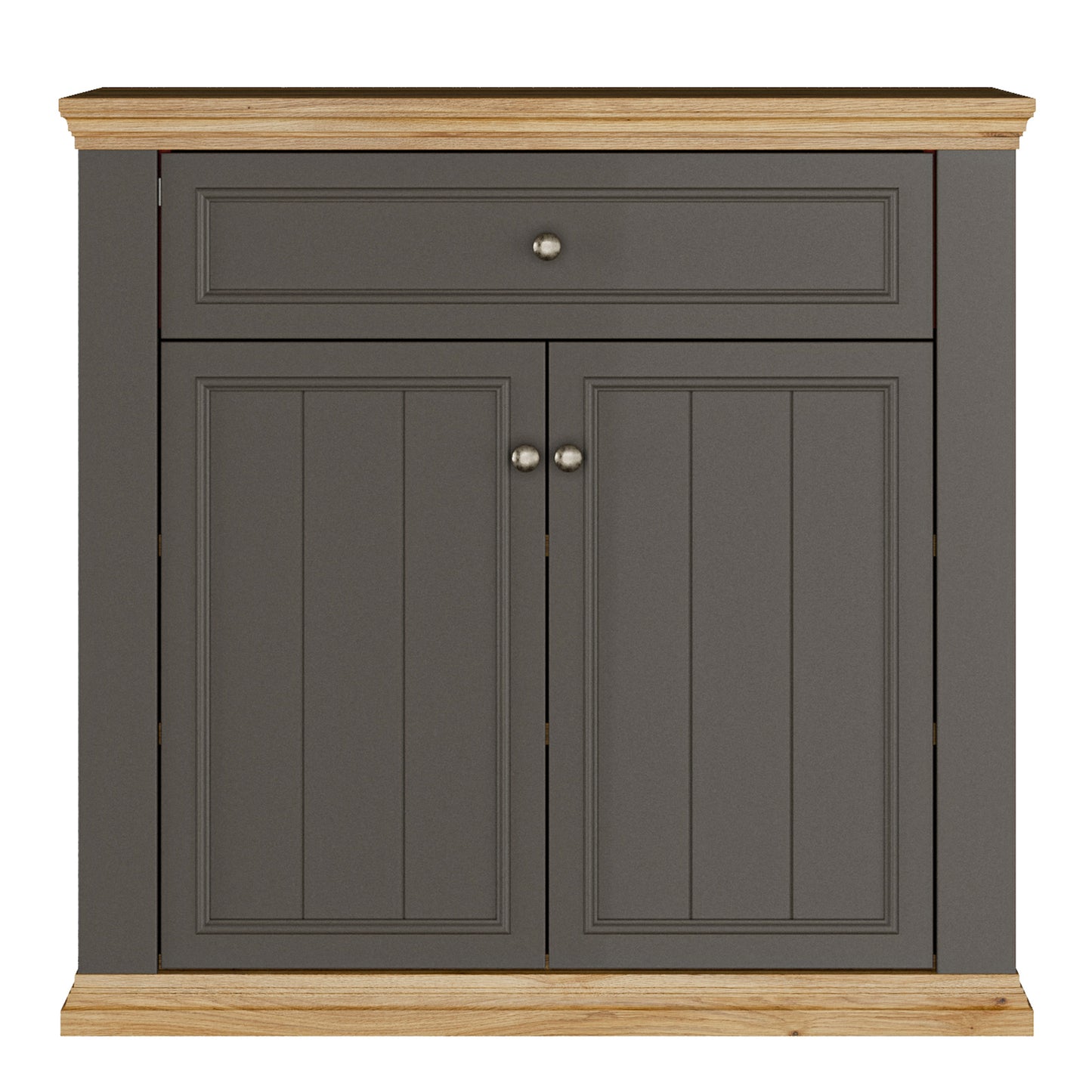 Pontypool 2 Door 1 Drawer Small Sideboard in Wolfram Grey and Mauvella Oak