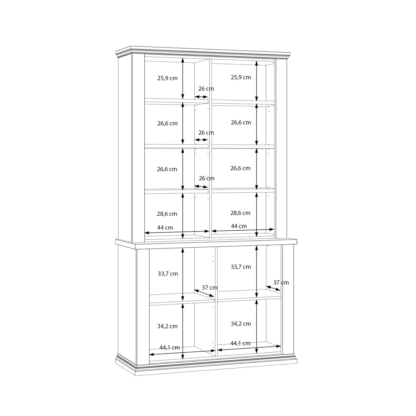 Pontypool 4 Door Display Cabinet in Grey and Mauvella Oak