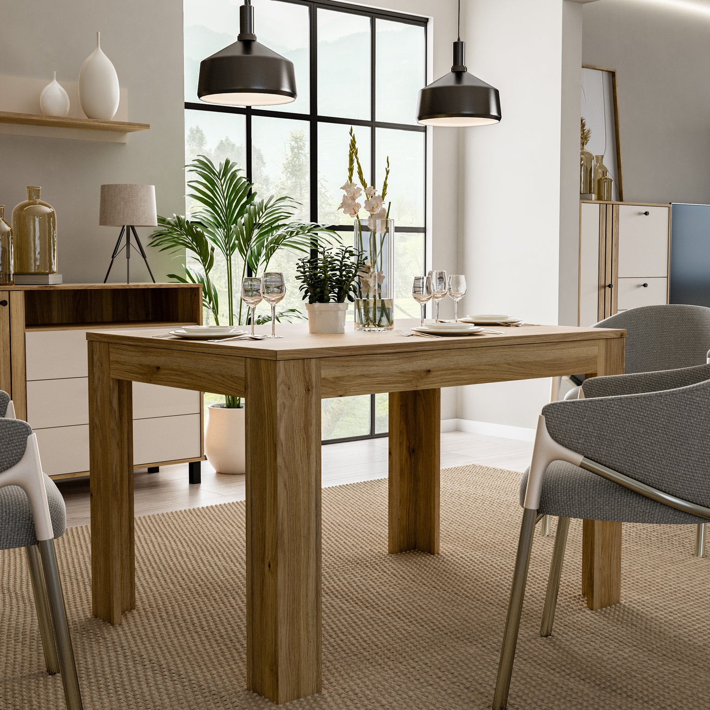 Grafton Extending Dining Table in Oak 120-175cm