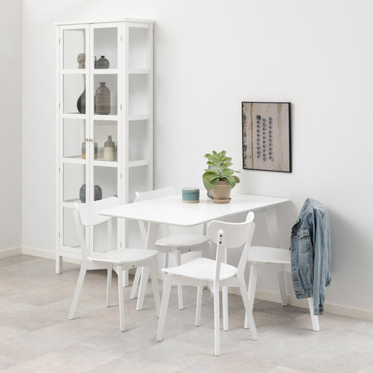 Roxby Square Dining Table in White 120x80cm includes 4 Roxby Dining Chairs in White