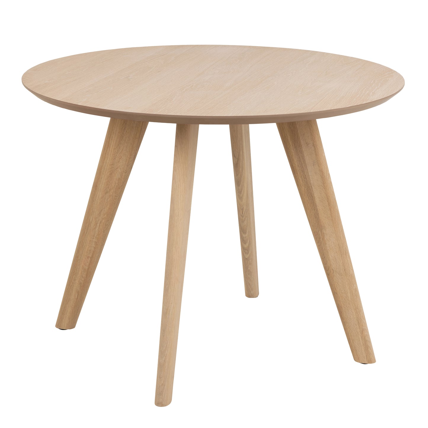 Townsville Round Dinning Table in White and Oak 100cm includes 4 Batilda Dining Chairs with Grey Fabric and Oak