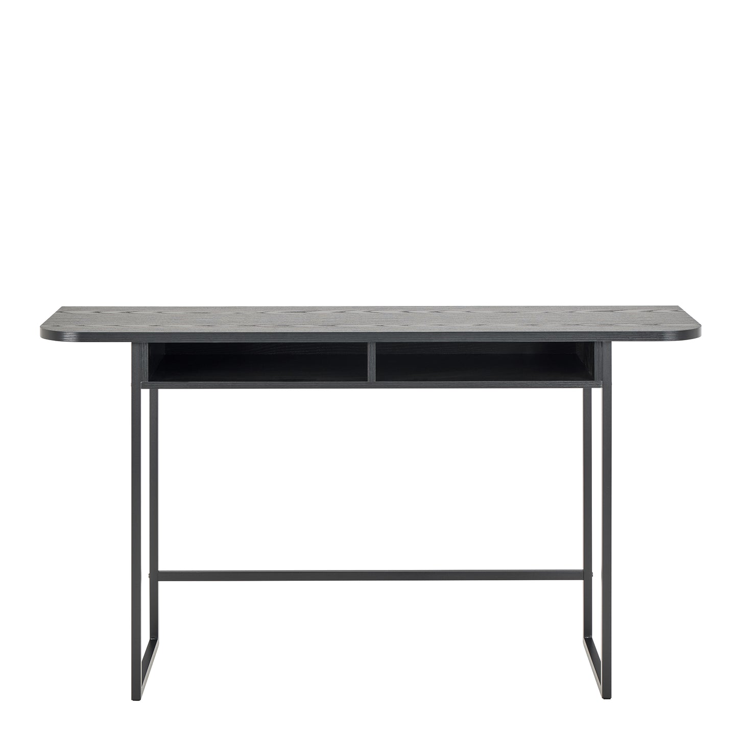 Darlington Console Table With Open Shelf and Oak Top in Black