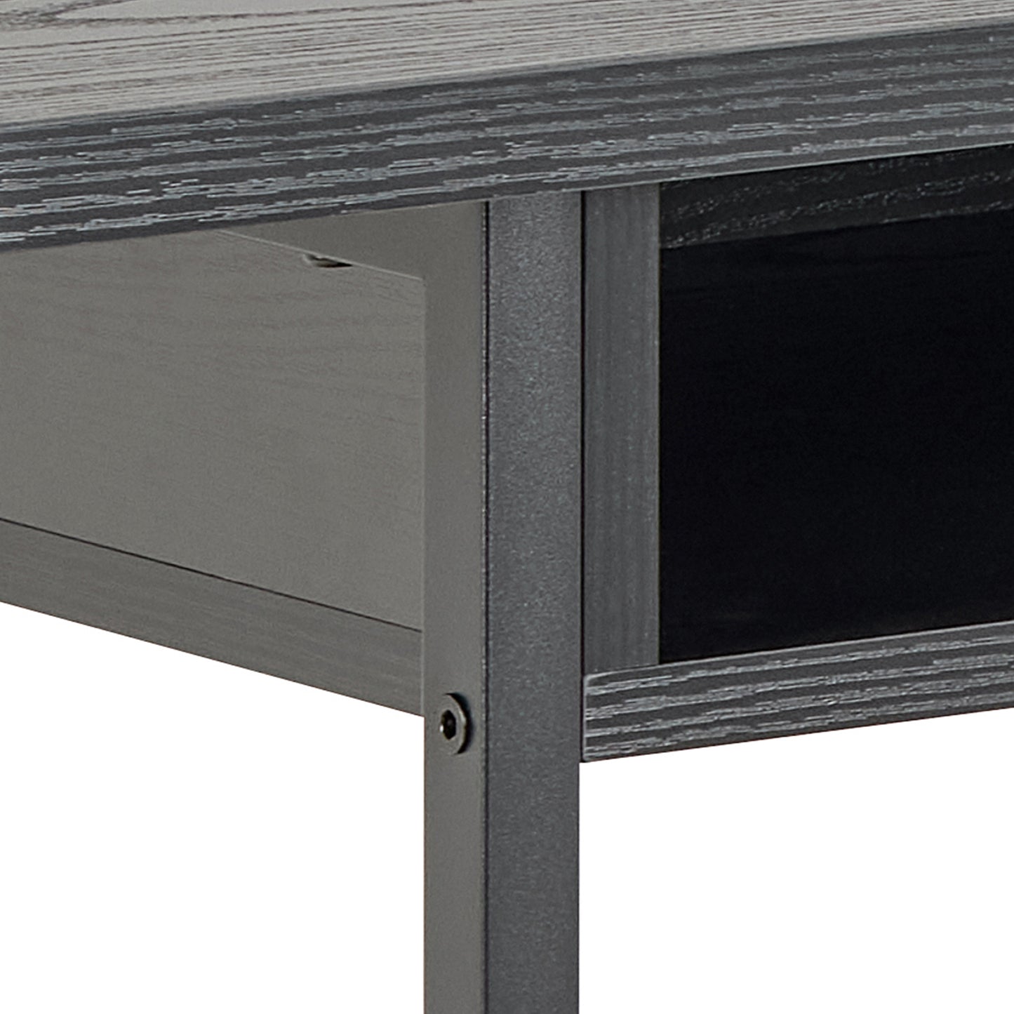 Darlington Console Table With Open Shelf and Oak Top in Black
