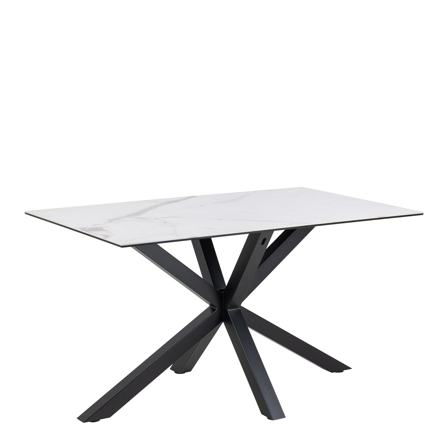 Heaven Dining Table Ceramic White top 135x80cm includes 4 Alonso Swivel Cream Dining Chairs includes Armrest