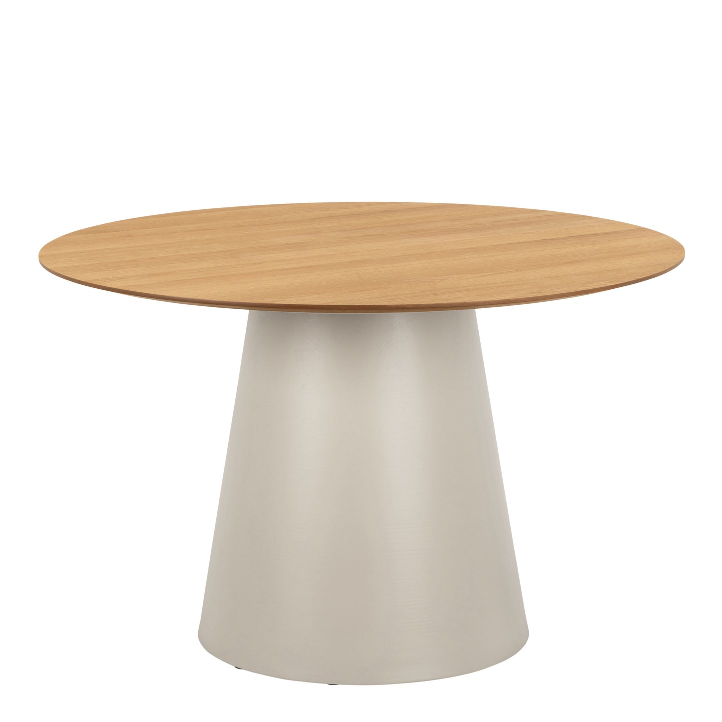 Soli Round Dining Table in Oak/Grey 120cm includes 4 Ella Swivel Beige Dining Chairs