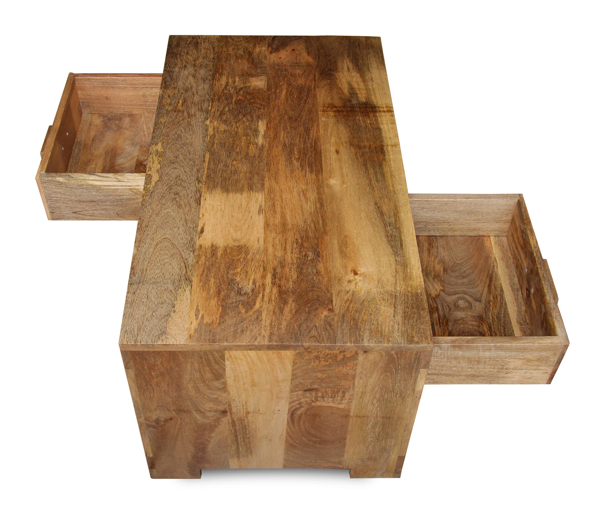 Light Mango Wood 90cm 2 Drawer Coffee Table