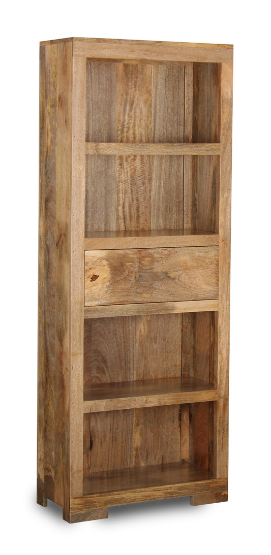 Light Mango Wood 65cm 1 Drawer Bookcase