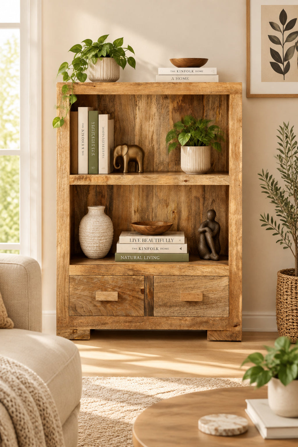 Light Mango Wood 85cm Bookcase- in Due 14th October