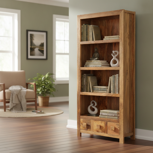Light Dakota 76cm 3 Drawer Bookcase