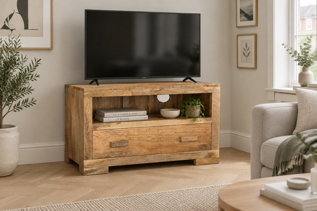 Light Mango Wood 85cm Tv Unit- Due 15th November